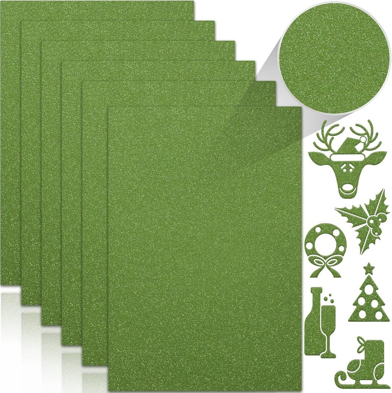 Twavang 24 Sheets Green Glitter Cardstock Paper, A4 Premium Sparkly Paper for Scrapbook, DIY Projects, Party Decoration, Gift Box Wrapping 250GSM/92lb - Image 1